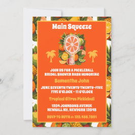 Retro Tropical Citrus Pickleball Brautparty Einladung