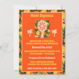 Retro Tropical Citrus Pickleball Brautparty Einladung