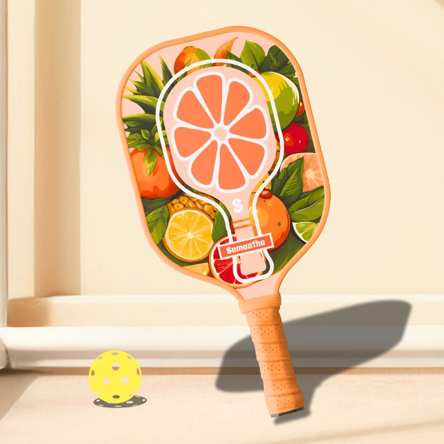 Retro Tropical Citrus Pickleball Brautparty Schläger (Von Creator hochgeladen)