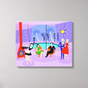 Retro Tropical Cocktail Party Canvas Print Leinwanddruck