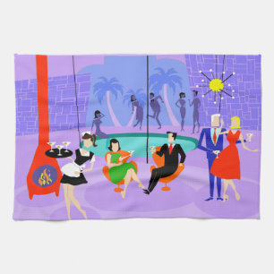 Retro Tropical Cocktail Party Küchentuch