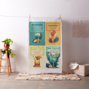 Retro Tropical Cocktail Rezepte geschnitten und nä Stoff
