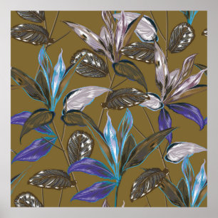 Retro Tropical forest botanische Motive verstreut Poster