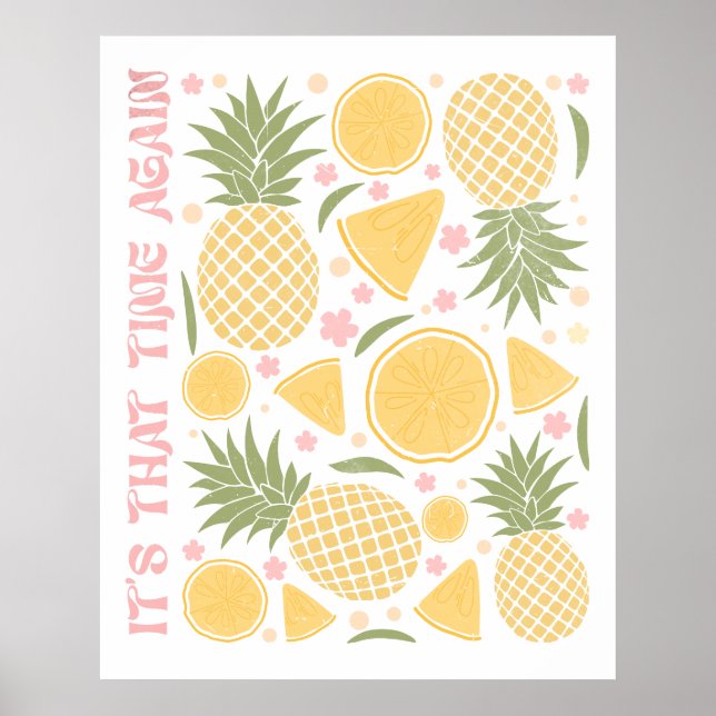Retro Tropical Fruits Summer Time Ananas Poster (Vorne)