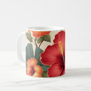 Retro Tropical Hibiskus Blume Kaffeetasse