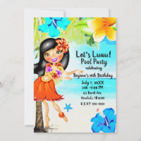 Retro Tropical Hula Girl Luau Beach Party Geburtst