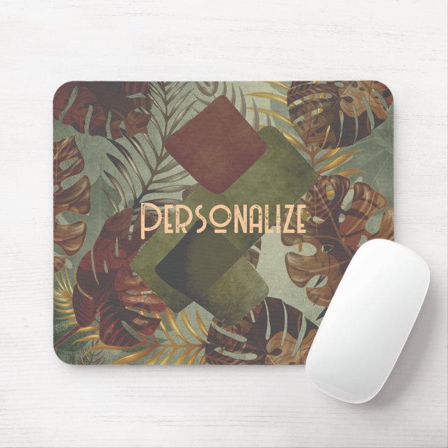 Retro Tropical Monstera Palmenblatt 70er Jahre Som Mousepad (Mit Mouse)