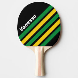 Retro Tropical Palm Angled Striping with Name Tischtennis Schläger