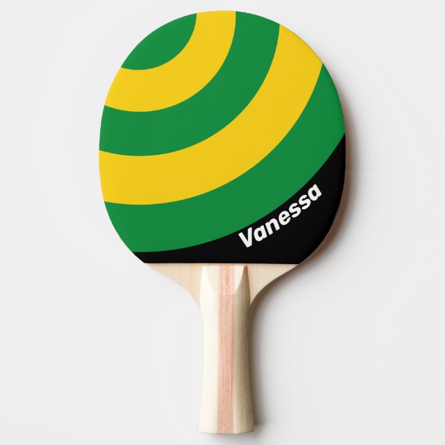 Retro Tropical Palm Circle Stripe with Name Tischtennis Schläger (Vorderseite)