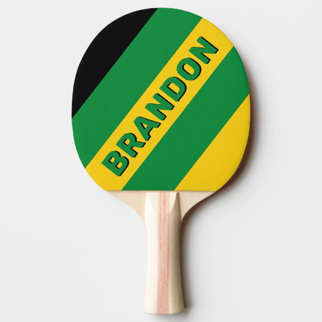 Retro Tropical Palm fett Streifen mit Namen Tischtennis Schläger (Rückseite)