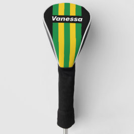 Retro Tropical Palm Pin Stripes with Name Golf Headcover