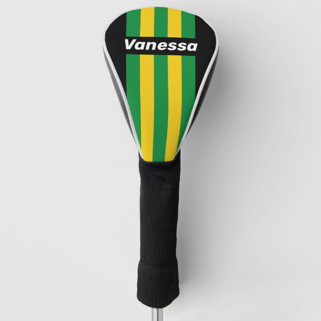 Retro Tropical Palm Pin Stripes with Name Golf Headcover (Vorderseite)