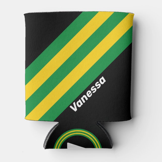 Retro Tropical Palm Stripes with Name Dosenkühler (Vorderseite)