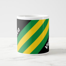 Retro Tropical Palm Stripes with Name Jumbo-Tasse
