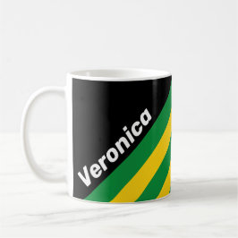 Retro Tropical Palm Stripes with Name Kaffeetasse