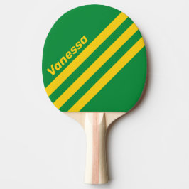 Retro Tropical Palm Three Angled Stripe with Name Tischtennis Schläger
