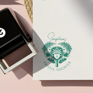 Retro Tropical Palm Tree Pickleball Brautparty Permastempel