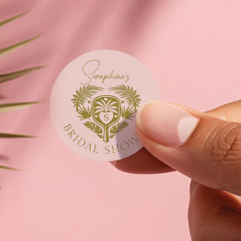 Retro Tropical Palm Tree Pickleball Brautparty Runder Aufkleber