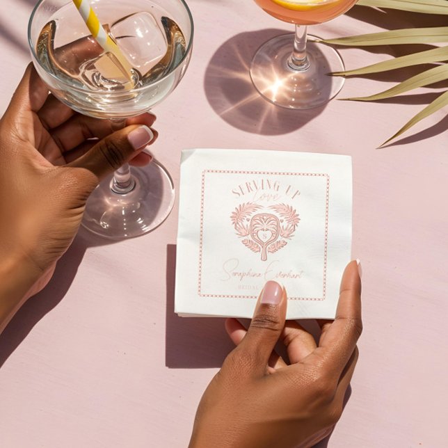 Retro Tropical Palm Tree Pickleball Brautparty Servietten Mit Folie (Retro Tropical Palm Tree Pickleball Bridal Shower Foil Napkins)