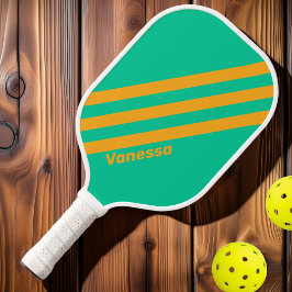 Retro Tropical Punch Drei Streifen mit Namen Pickleball Schläger