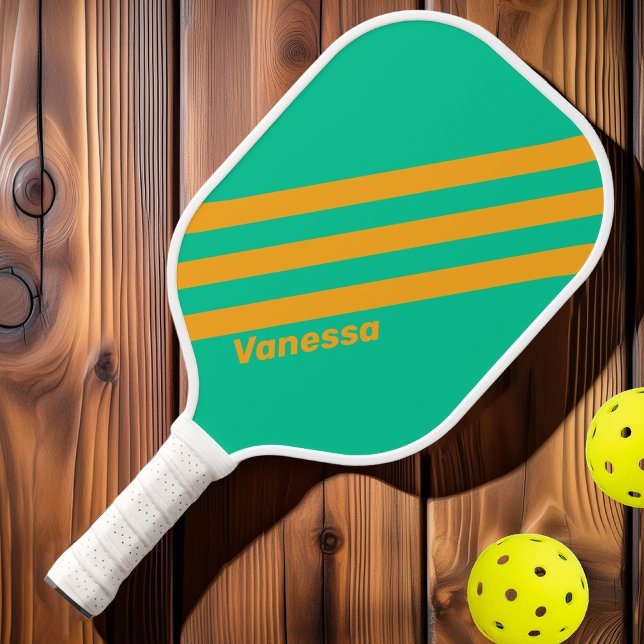 Retro Tropical Punch Drei Streifen mit Namen Pickleball Schläger (Von Creator hochgeladen)