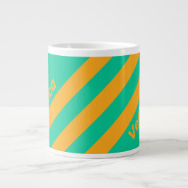 Retro Tropical Punch Stripes with Name Jumbo-Tasse