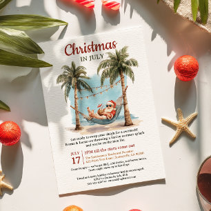 Retro Tropical Santa Hammock Weihnachten Juli Einladung