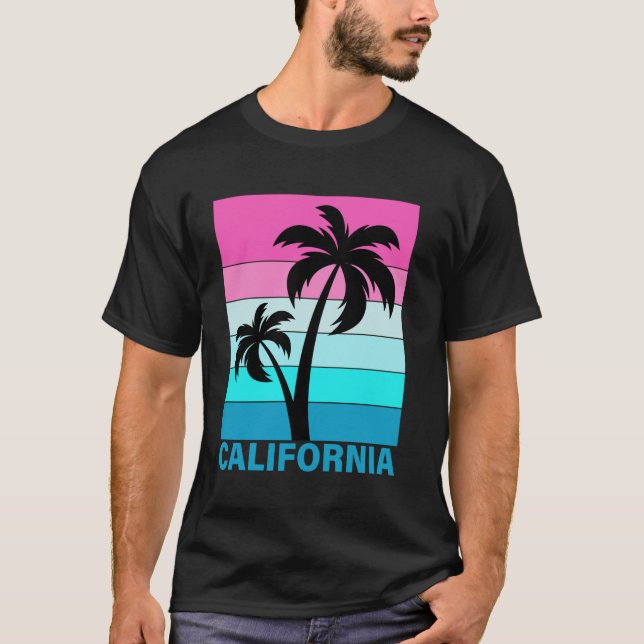 Retro Tropical Sunset Beach Sommerferien CA Cal T-Shirt (Vorderseite)