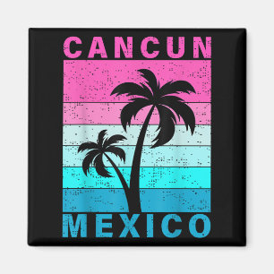 Retro Tropical Sunset Cancun Beach Mexico Sommer V Magnet