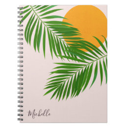 Retro Tropical Sunset Palm Blätter Minimalistische Notizblock