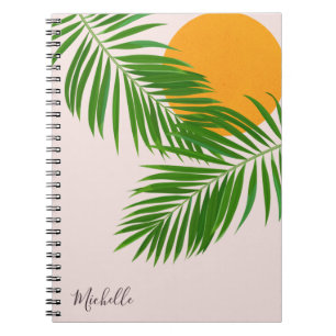 Retro Tropical Sunset Palm Blätter Minimalistische Notizblock