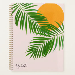 Retro Tropical Sunset Palm Blätter Minimalistische Planer