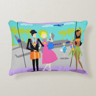 Retro Tropical Vacation Accent Pillow Dekokissen