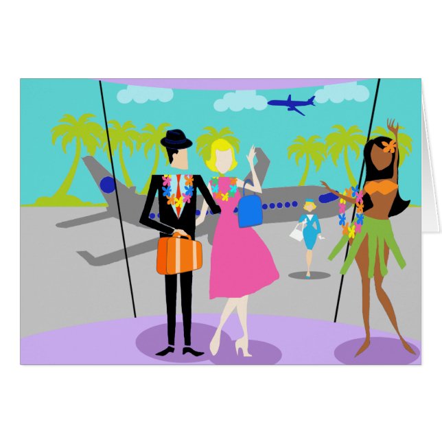 Retro Tropical Vacation Postcard (Vorderseite (Horizontal))