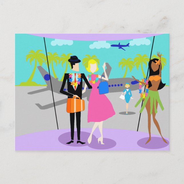 Retro Tropical Vacation Postcard Postkarte (Vorderseite)