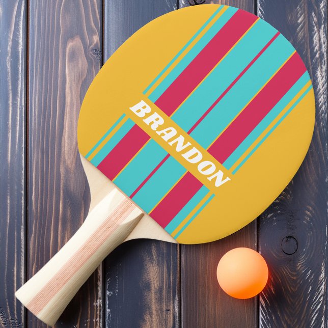 Retro Tropische Brise Breeze Streifen mit Namen Tischtennis Schläger (Von Creator hochgeladen)