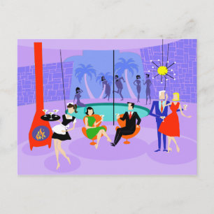 Retro tropische Cocktail-Party-Postkarte Einladungspostkarte