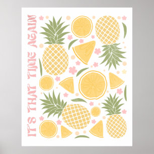Retro-Tropische Früchte Sommerzeit Ananas Poster