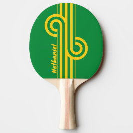 Retro-Tropische-Palm-Doppelstreifen-Schleife mit N Tischtennis Schläger