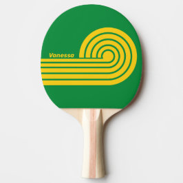 Retro-Tropische Palme-Doppel-Curl-Streifen mit Nam Tischtennis Schläger