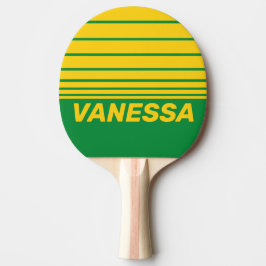 Retro Tropische Palme Drei Horizontale Streifen mi Tischtennis Schläger