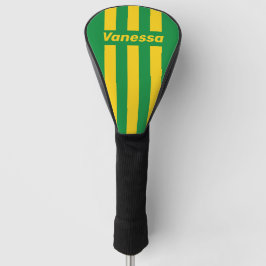 Retro Tropische Palme Drei Pin Streifen mit Namen Golf Headcover