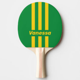 Retro Tropische Palme Drei Pin Streifen mit Namen Tischtennis Schläger