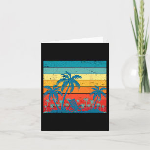 Retro tropische Palmen und Sonnenuntergang Strand  Karte