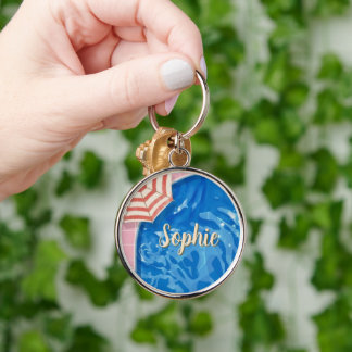 Retro-Tropische Poolparty Schlüsselanhänger