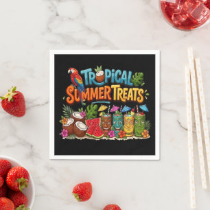 Retro-Tropische Sommer-Leckereien Tiki-Bar Serviette