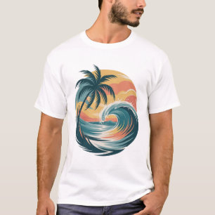 Retro Tropische Surf Art Vintage Welle & Palme T-Shirt