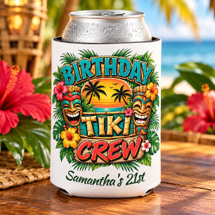 Retro-Tropische Tiki-Crew-Geburtstagsfeier Dosenkühler