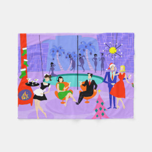 Retro tropische WeihnachtsParty-Fleece-Decke Fleecedecke