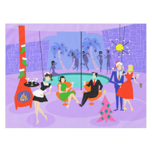 Retro tropische WeihnachtsParty-Tischdecke Tischdecke